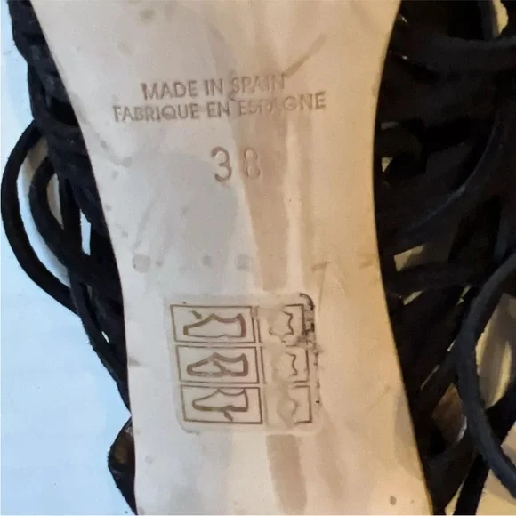 The Mode Collective Sz 38 Black 4”Heels Leather Sandals Made In Spain - Picture 8 of 11